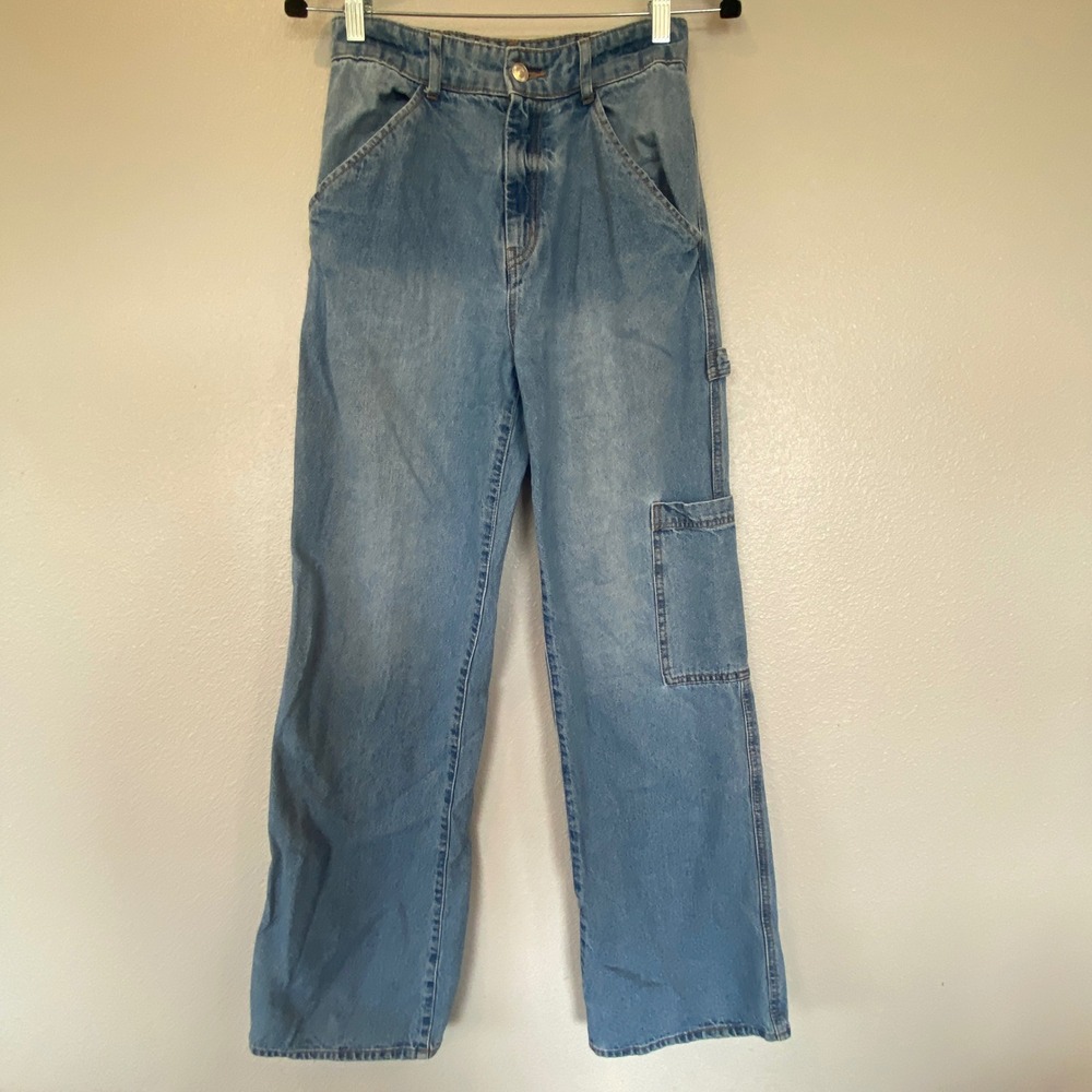 HM Light Wash High Rise Carpenter Utility Denim Jeans Blue US 4